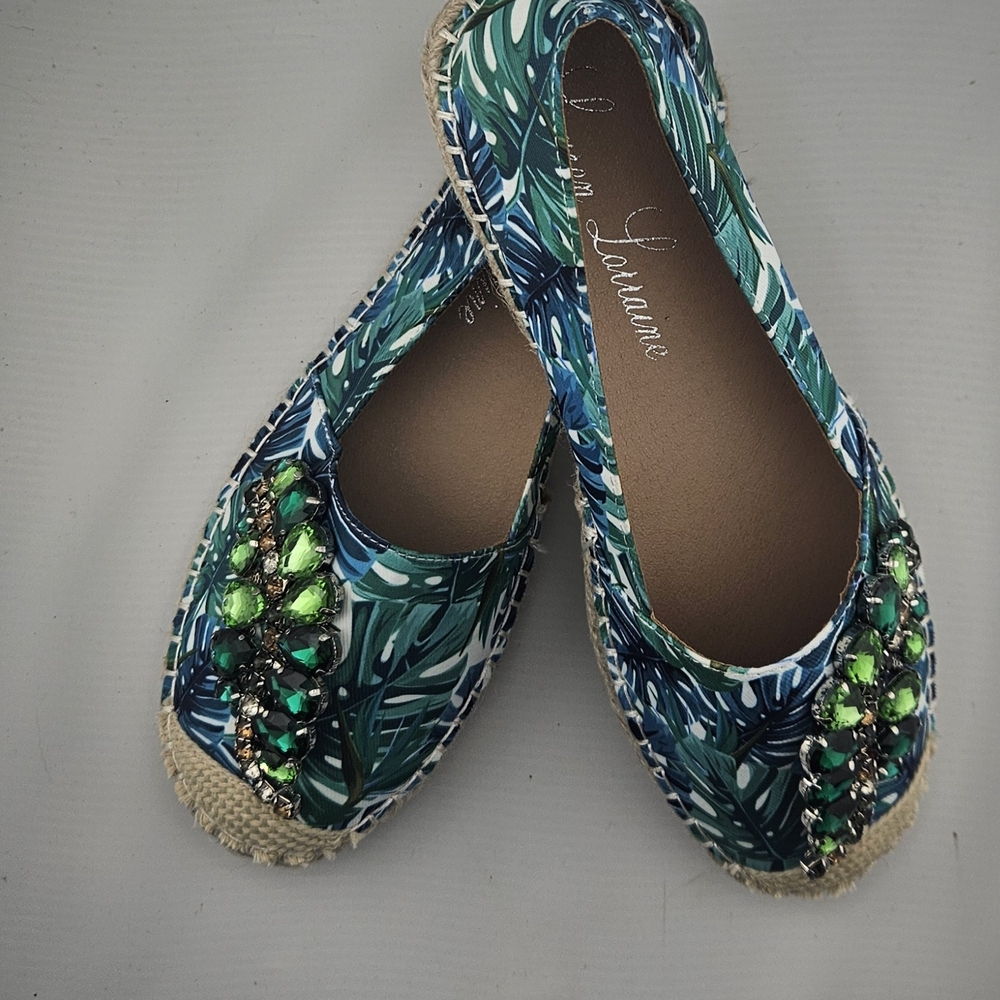 Lauren Lorraine Green Leaf Espadrilles